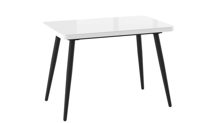 Стол прямоугольный BORG RADIAL-110  110+32*70 черный/стекло белое, вкладка стекло