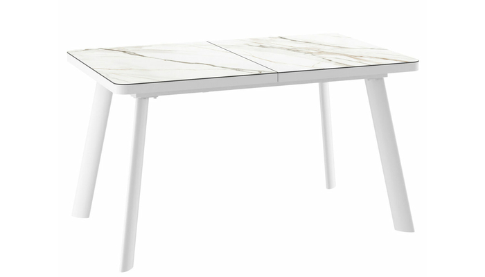 Стол прямоугольный LEON LUX RADIAL-140  140+40*85 белый/Calakatta Gold St Cer