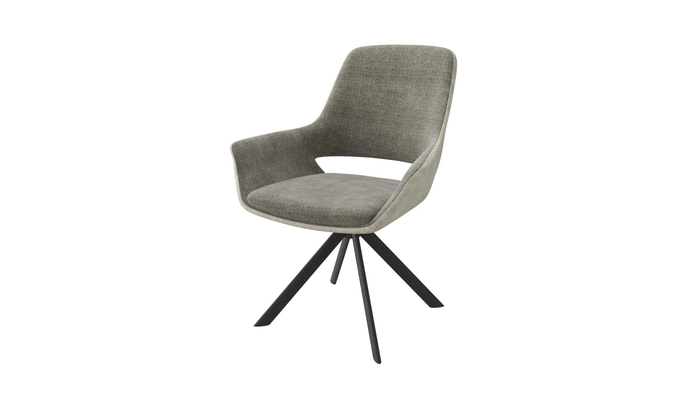 Стул поворотный OFFY-R черный/шенилл GREY BEIGE LUX g05 - замша MILK LUX