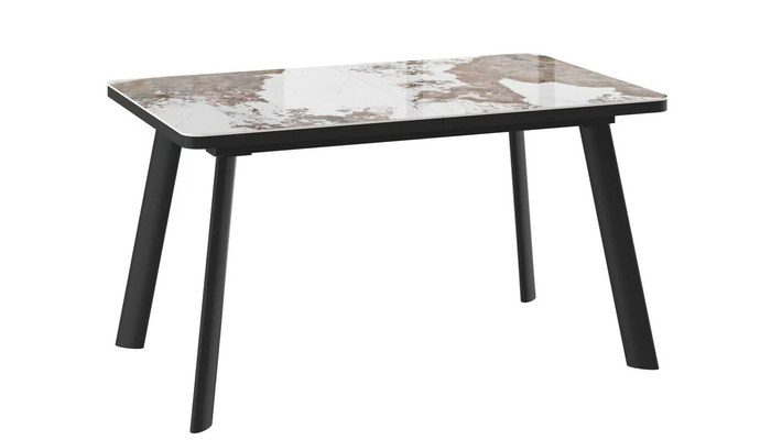 Стол прямоугольный LEON LUX RADIAL-140  140+40*85 черный/Pandora Gloss St Cer