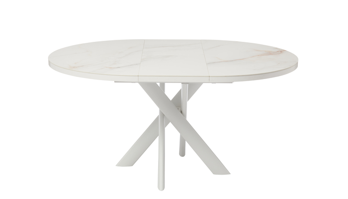 Стол круглый RONALDO-120  120+40*120 белый/Beldia Bianco Gloss Premium Cer - фото 2