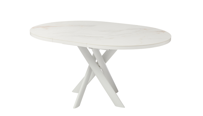 Стол круглый RONALDO-120  120+40*120 белый/Beldia Bianco Gloss Premium Cer - фото 3