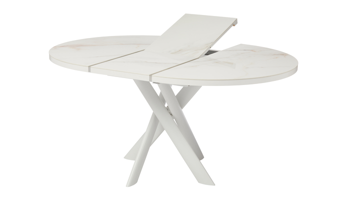 Стол круглый RONALDO-120  120+40*120 белый/Beldia Bianco Gloss Premium Cer - фото 4