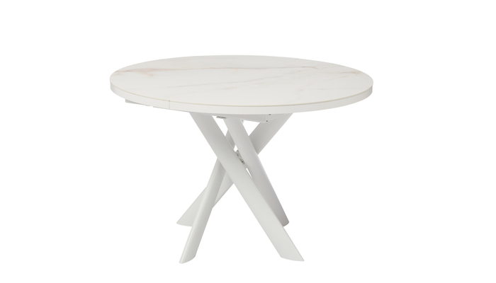 Стол круглый RONALDO-120  120+40*120 белый/Beldia Bianco Gloss Premium Cer