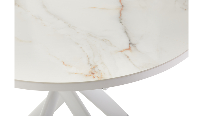 Стол круглый RONALDO-120  120+40*120 белый/Beldia Bianco Gloss Premium Cer - фото 5