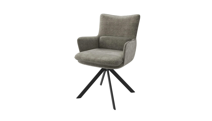 Стул поворотный TRUMP-R черный/шенилл GREY BEIGE LUX g05 - замша MILK LUX