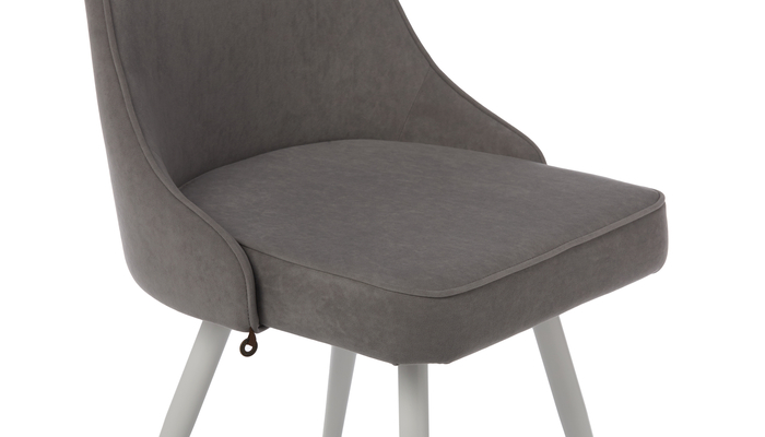 Стул поворотный LEO-R белый/велюр GREY LUX b22 серый - фото 5