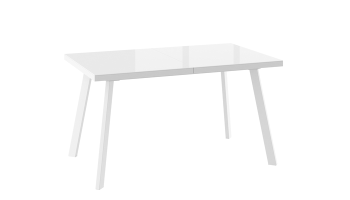 Стол прямоугольный БОРГ-140 140+40*85 белый/стекло белое оптивайт, вкладка стекло