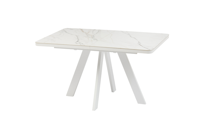 Стол прямоугольный закругленный БОБИ-140  140+40*85 белый/Калаката Золото СТ кер