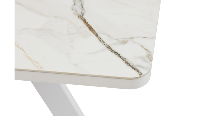 Стол прямоугольный закругленный БОБИ-140  140+40*85 белый/Калаката Золото СТ кер - фото 5