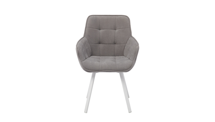 Стул поворотный ROMEO белый/велюр GREY LUX b22 серый