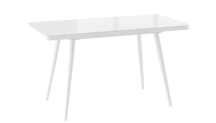 Стол прямоугольный закругленный БОРГ-110  110+32*70 белый/стекло белое, вкладка стекло - фото 2