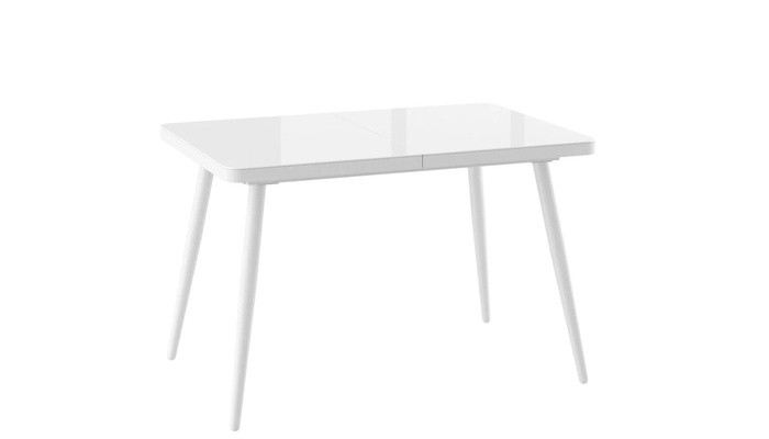 Стол прямоугольный BORG RADIAL-120  120+40*80 белый/стекло белое оптивайт, вкладка стекло
