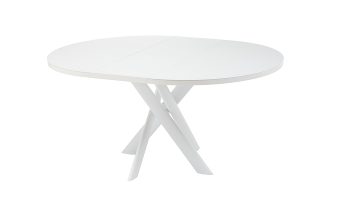 Стол круглый РОНАЛДО-120  120+40*120 белый/стекло белый МАТТЕЛЮКС, вкладка стекло - фото 2