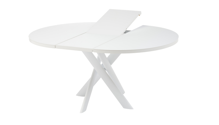 Стол круглый РОНАЛДО-120  120+40*120 белый/стекло белый МАТТЕЛЮКС, вкладка стекло - фото 3