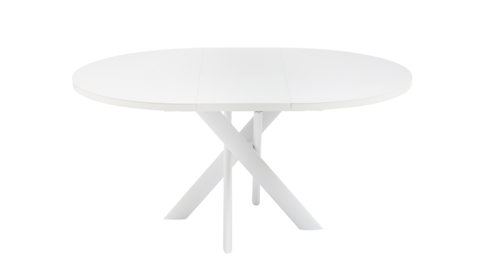 Стол круглый РОНАЛДО-120  120+40*120 белый/стекло белый МАТТЕЛЮКС, вкладка стекло - фото 4