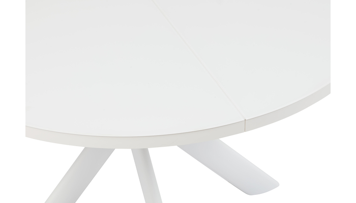 Стол круглый РОНАЛДО-120  120+40*120 белый/стекло белый МАТТЕЛЮКС, вкладка стекло - фото 5