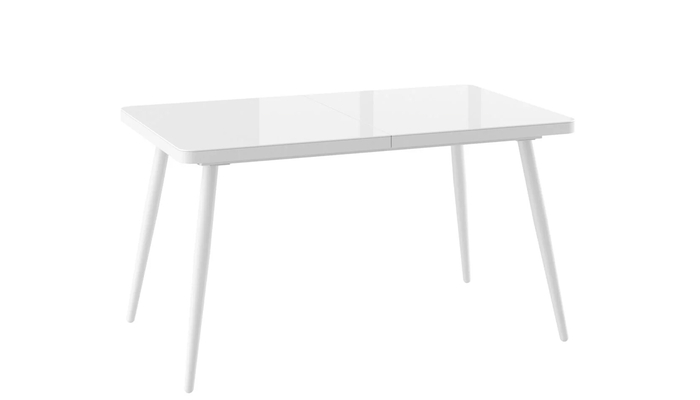 Стол прямоугольный BORG RADIAL-140  140+40*85 белый/стекло белое оптивайт, вкладка стекло
