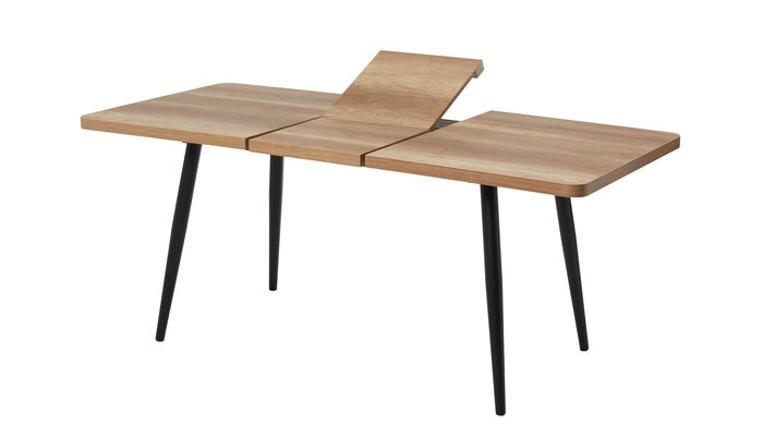 Стол прямоугольный закругленный БОРГ-140  140+40*85 черный/ламинат дуб каньон - фото 3