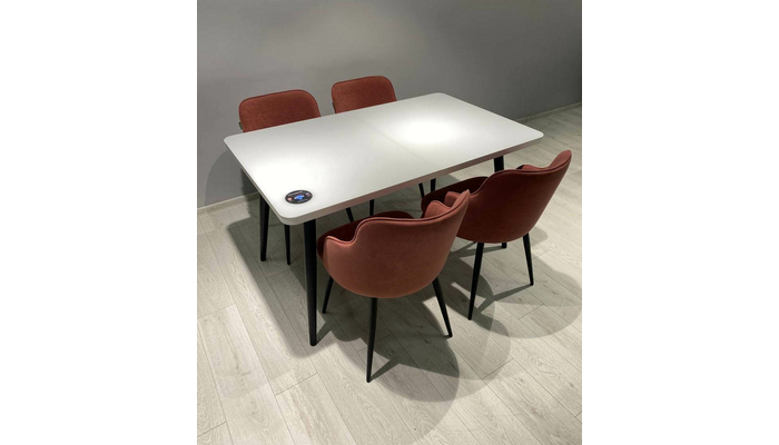 Стол прямоугольный BORG RADIAL-140  140+40*85 черный/стекло белое оптивайт, вкладка стекло - фото 5