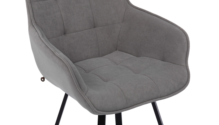 Стул поворотный РОМЕО-360 черный/велюр Б22 серый - фото 5