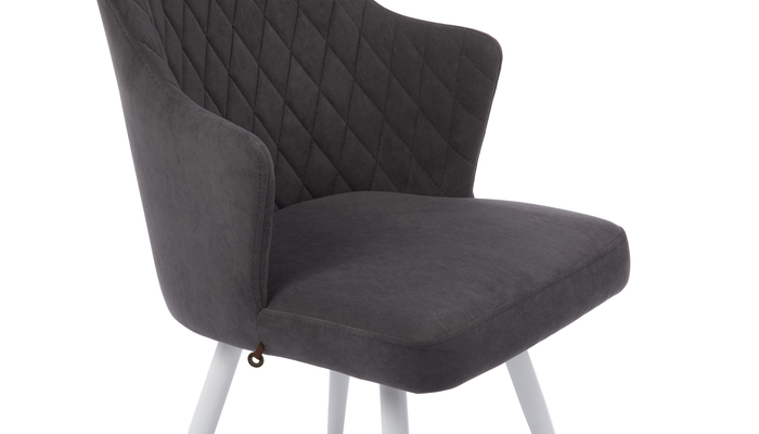 Стул поворотный ФРЕДДИ-360 белый/велюр Б28 антрацит - фото 5