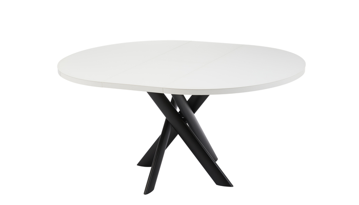 Стол круглый РОНАЛДО-120  120+40*120 черный/стекло белый МАТТЕЛЮКС, вкладка стекло - фото 3