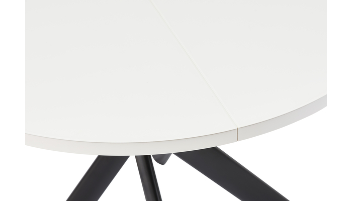 Стол круглый РОНАЛДО-120  120+40*120 черный/стекло белый МАТТЕЛЮКС, вкладка стекло - фото 4