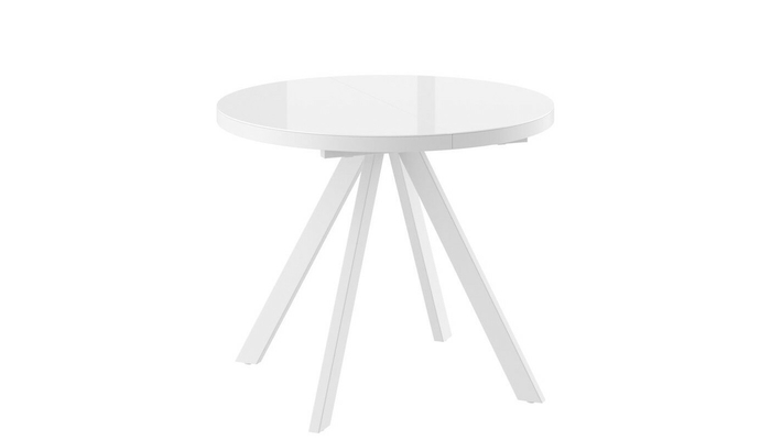 Стол круглый РОНДО М-90  90+35*90 белый/стекло белый оптивайт, вкладка стекло