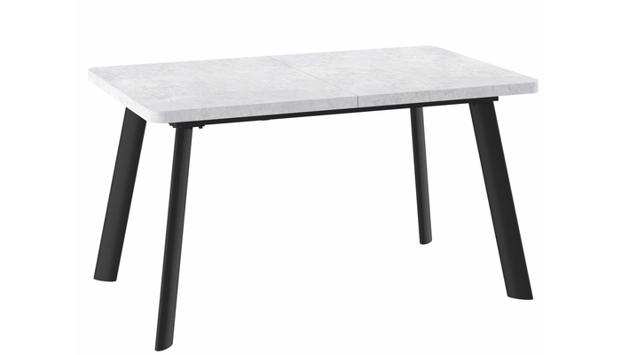 Стол прямоугольный закругленный ЛЕОН-140  140+40*85 черный/ламинат серый сланец