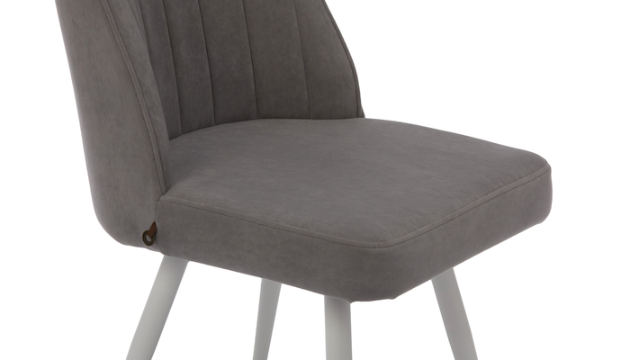 Стул поворотный ЛЕОНАРД М-360 белый/велюр Б22 серый - фото 5