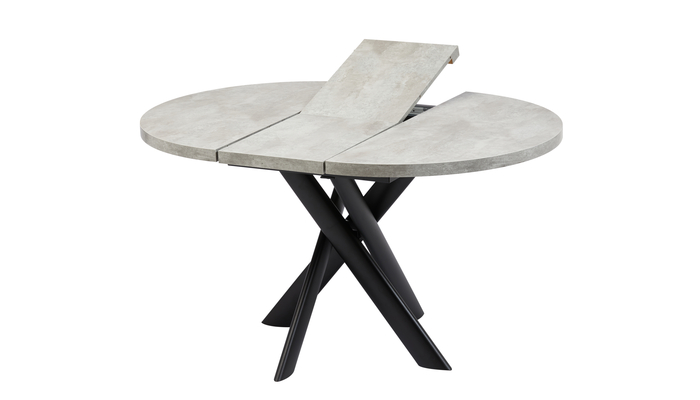 Стол круглый РОНАЛДО-100 100+35*100 черный/ламинат серый сланец - фото 2