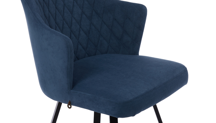 Стул поворотный ФРЕДДИ-360 черный/велюр Б08 синий квадратный профиль - фото 5