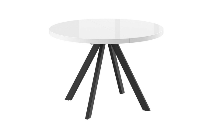 Стол круглый РОНДО М-110 110+35*110 черный/стекло белый оптивайт, вкладка стекло