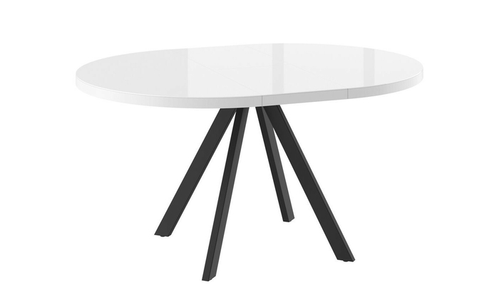 Стол круглый РОНДО М-110 110+35*110 черный/стекло белый оптивайт, вкладка стекло - фото 2