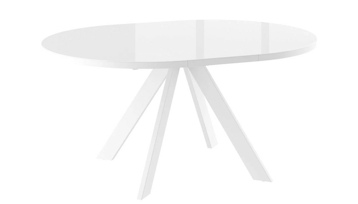 Стол круглый РОНДО М-120 120+40*120 белый/стекло белый отпивайт, вкладка стекло