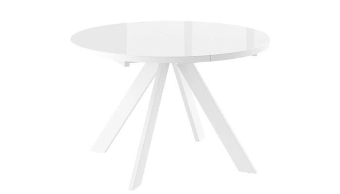 Стол круглый РОНДО М-120 120+40*120 белый/стекло белый отпивайт, вкладка стекло - фото 2