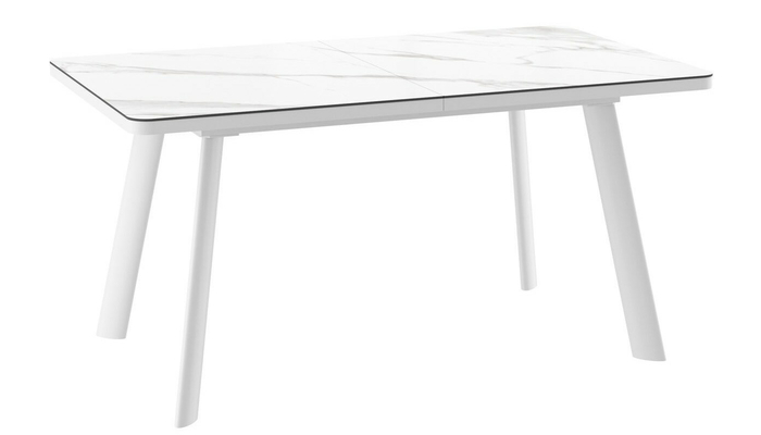 Стол прямоугольный закругленный ЛЕОН-160  160+40*90 белый/Калаката СТ Кер