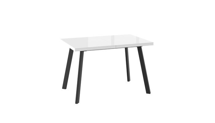Стол прямоугольный БОРГ-120 120+40*80 черный/стекло белое оптивайт, вкладка стекло