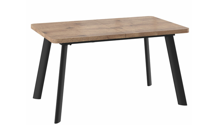 Стол прямоугольный закругленный ЛЕОН-140  140+40*85 черный/ламинат дуб веллингтон