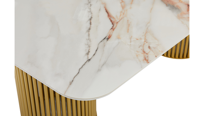 Стол прямоугольный АСКАР-200 200х110 золото/Бельдия Белый Глянец Премиум Кер - фото 4