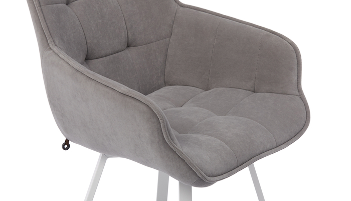 Стул поворотный РОМЕО-360 белый/велюр Б22 серый - фото 5