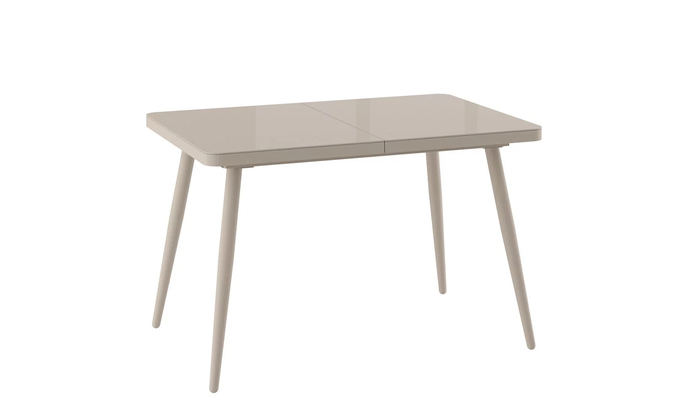 Стол прямоугольный закругленный БОРГ-120  120+40*80 капучино/стекло капучино, вкладка стекло