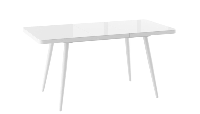 Стол прямоугольный закругленный БОРГ-120  120+40*80 белый/стекло белое оптивайт, вкладка стекло - фото 2