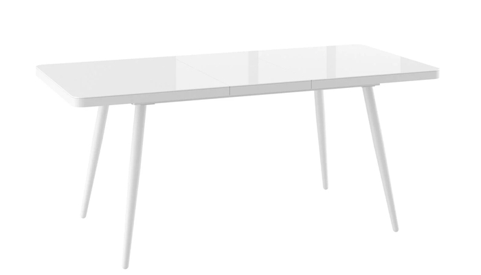 Стол прямоугольный закругленный БОРГ-140  140+40*85 белый/стекло белое оптивайт, вкладка стекло - фото 2