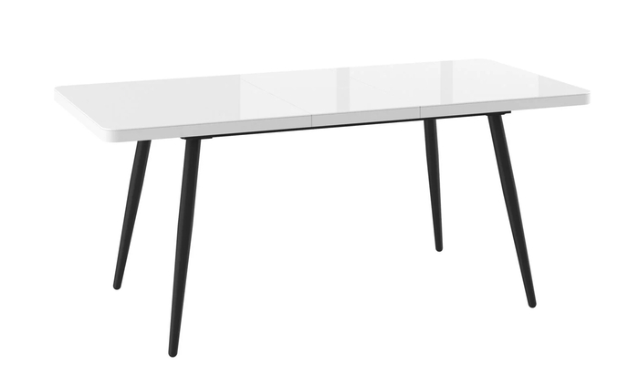 Стол прямоугольный закругленный БОРГ-140  140+40*85 черный/стекло белое оптивайт, вкладка стекло - фото 6